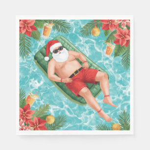 Christmas Pool Party with Santa Claus Napkin