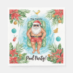 Christmas Pool Party with Santa Claus  Napkin