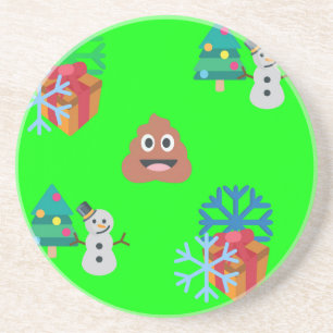 christmas poop emoji coaster