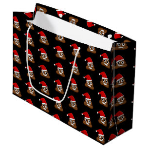 Christmas poop emoji Cute Funny Large Gift Bag