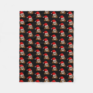 Christmas poop emoji Cute Funny Pattern Fleece Blanket