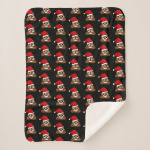 Christmas poop emoji Cute Funny Pattern Sherpa Blanket