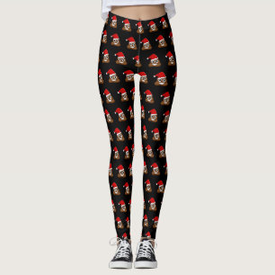 Christmas poop emoji pattern leggings