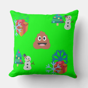 christmas poop emoji throw pillow