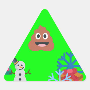 christmas poop emoji triangle sticker