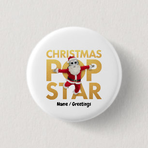 Christmas Pop Star Robot Santa Graphic 1 Inch Round Button