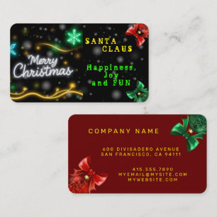 Christmas Popular Neon Holiday Collection Business Card