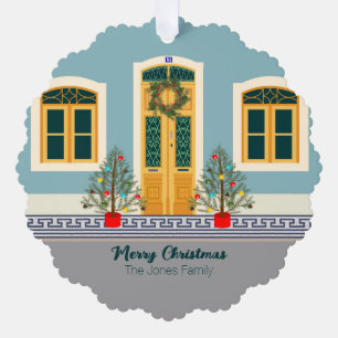 Christmas Portuguese Festive House Ornament Card