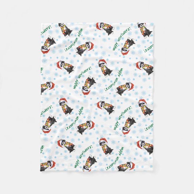 Christmas Portuguese Water Dog Fleece Blanket (Front)