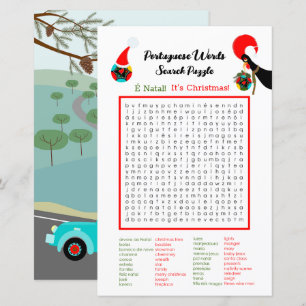 Christmas Portuguese Word Search Puzzle for Kids