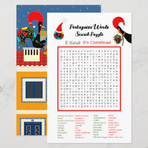 Christmas Portuguese Word Search Puzzle for Kids