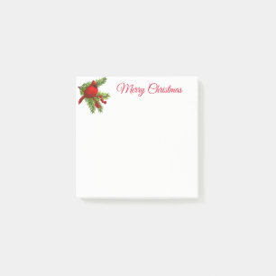 Christmas Post it Notes Notepad-Red Cardinal