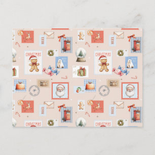 Christmas post Stamps Santa reindeer candy Postcard