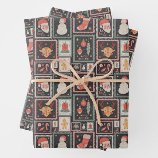 Christmas Postage Stamp Cute Wrapping Paper