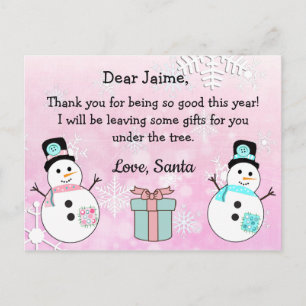 Christmas Postcard from Santa to a child