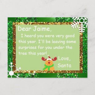 Christmas Postcard from Santa to a child
