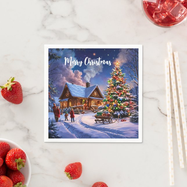 Christmas Postcard Napkins – Festive Holiday  (Insitu)