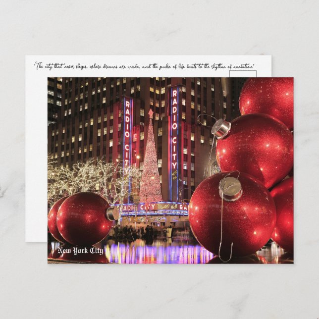 Christmas Postcard NYC - New York City (Front/Back)