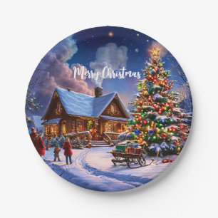 Christmas postcard paper plate