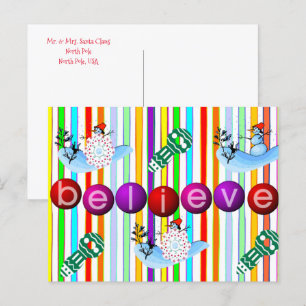 Christmas Postcards Believe Snowman