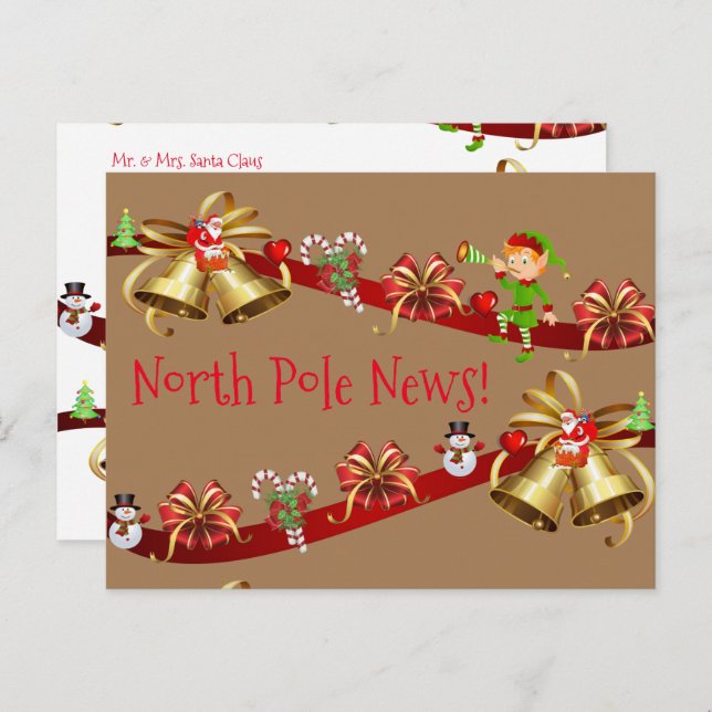 Christmas Postcards North Pole  Elf (Front/Back)