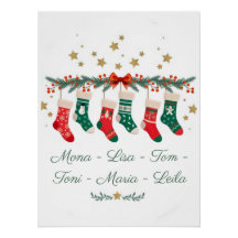 Christmas poster with stocking design, gift grandm