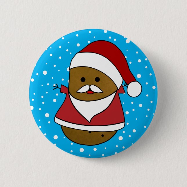 Christmas Potato In A Santa Hat And Suit 2 Inch Round Button (Front)