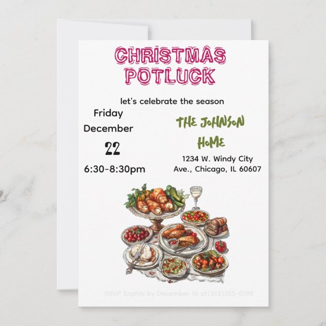 Christmas Potluck Invitation (Front)