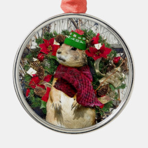Christmas Prairie Dog Metal Ornament