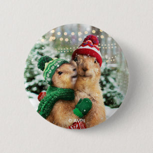 Christmas Prairie Dogs 2 Inch Round Button