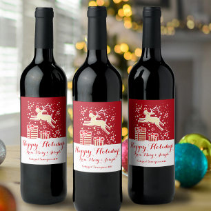 Christmas prancing reindeer custom wine labels