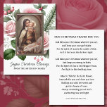 Christmas Prayer Card with St. Thérèse and Pink Ch<br><div class="desc">Send heartfelt Christmas blessings with this elegant prayer card featuring a beautiful image of St. Thérèse, the Little Flower, surrounded by delicate pink Christmas roses and festive greenery. The card includes an uplifting prayer to inspire faith and courage, along with a special intercession by St. Thérèse to guide and comfort...</div>