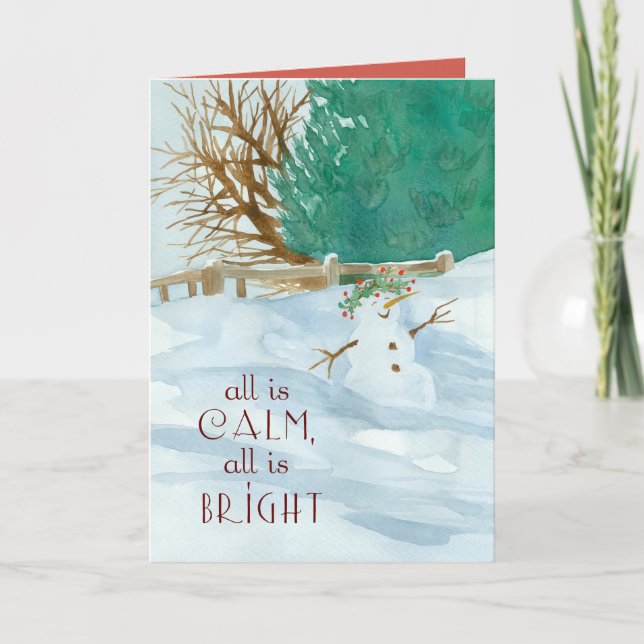 Christmas Praying For You Snowman Religious  Card (Front)