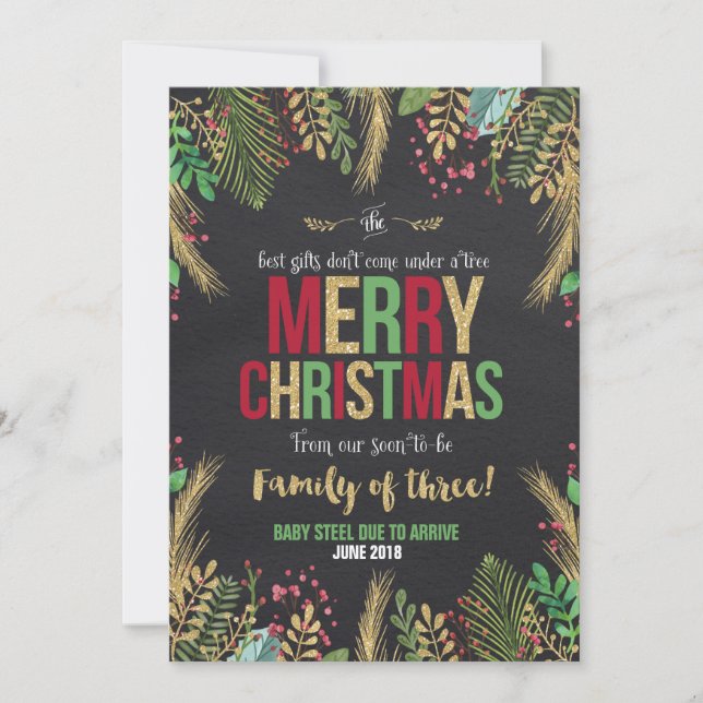 Christmas Pregnancy Announcement Christmas Card (Front)