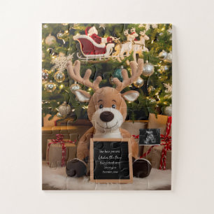 Christmas Pregnancy Announcement cute reindeer Jigsaw Puzzle