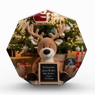 Christmas Pregnancy Announcement cute reindeer  Photo Block