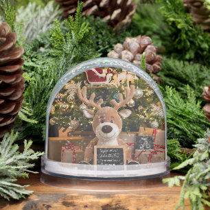 Christmas Pregnancy Announcement cute reindeer Snowglobe