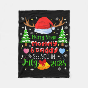Christmas Pregnancy Announcement Due In July 2025 Fleece Blanket