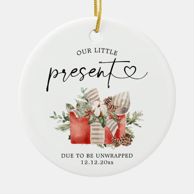 Christmas Pregnancy Announcement Ornament Gift (Front)