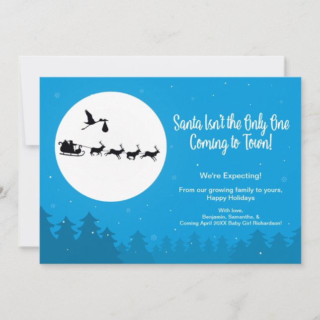 Christmas Pregnancy Announcement Photo Coming Town (Front)