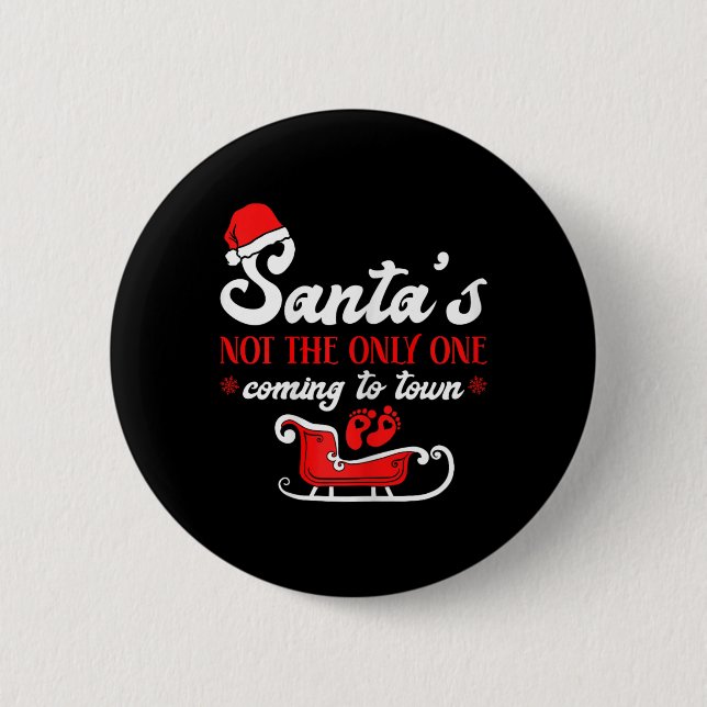 Christmas Pregnancy Announcement Santa's  2 Inch Round Button (Front)