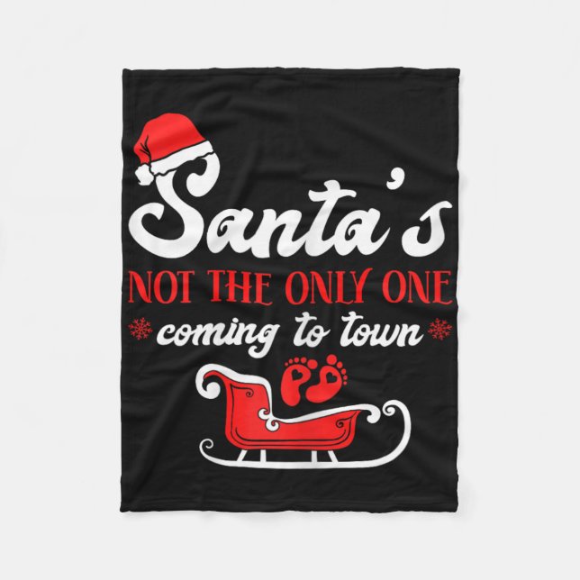 Christmas Pregnancy Announcement Santa's  Fleece Blanket (Front)