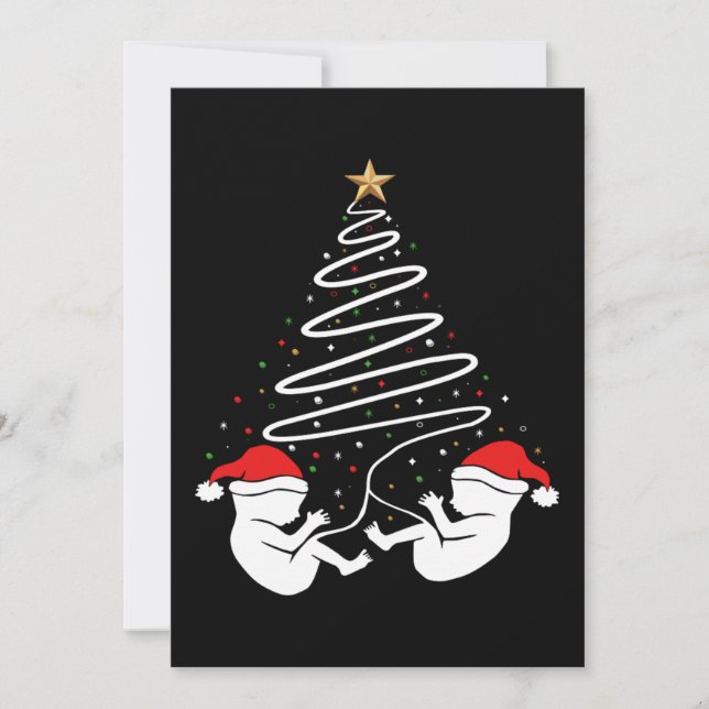 Christmas Pregnancy Baby Twins Xmas Announcement (Front)