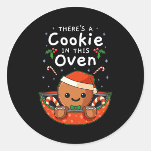 Christmas Pregnancy Gingerbread Man Baby Cookie In Classic Round Sticker