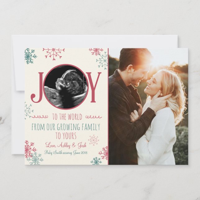 Christmas pregnancy ultrasound announcement Joy (Front)