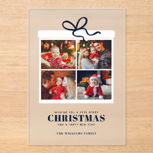 Christmas Present 4 Photo Collage Acrylic Invitations