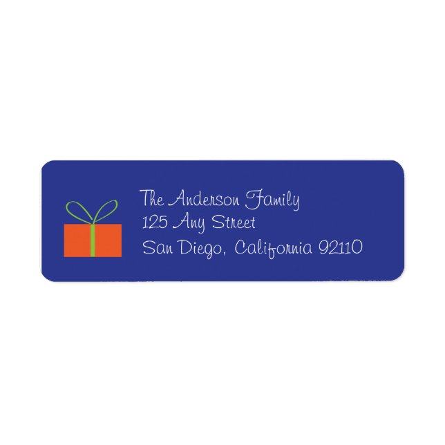 Christmas Present Address Label (blue) (Front)