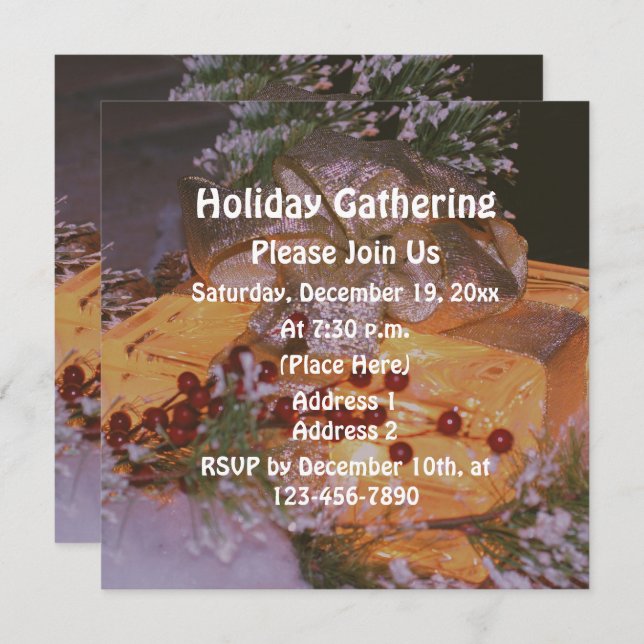 Christmas Present Berries Holiday Party  Invitation (Front/Back)