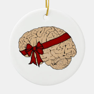 Christmas Present Brain Ceramic Ornament