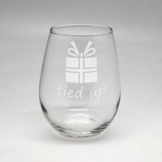 Christmas Present Clear Stemless Wine Glass